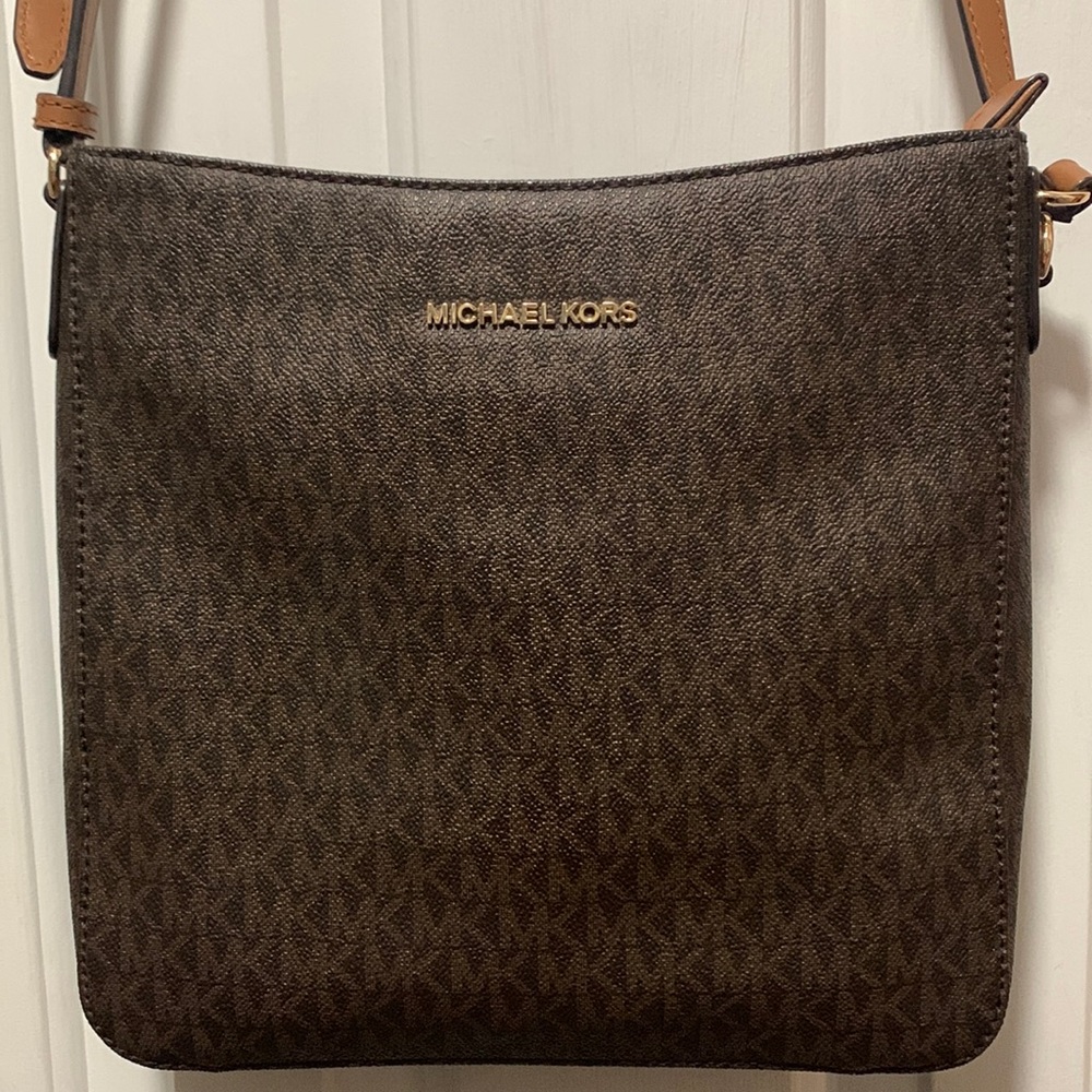MICHAEL Michael Kors Brown and Gold Crossbody Bag with Signature Logo